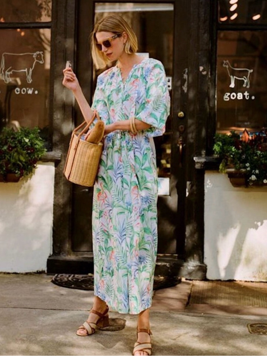J. Mclaughlin Daniella Tropical Floral Maxi Dress Size M Nwt Cotton
